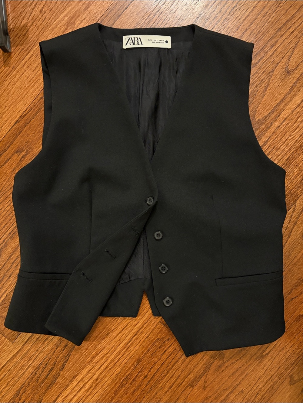 Zara Black Men's Tailored Vest - Button Front Waistcoat